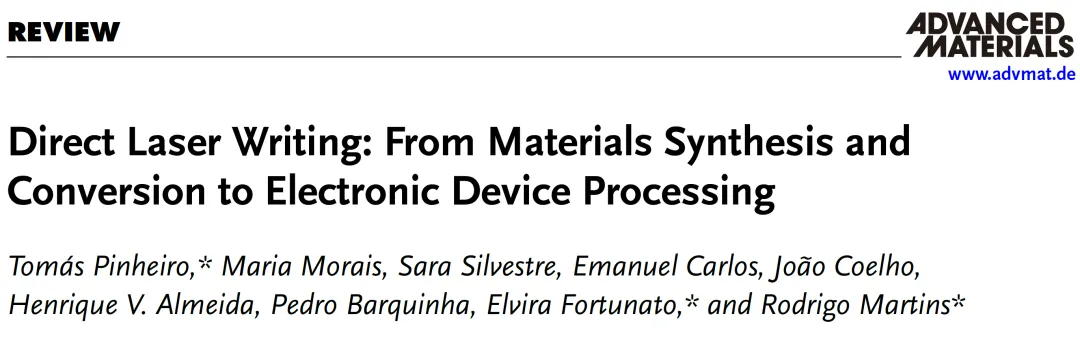 Direct Laser Writing From Materials Synthesis and Conversion to Electronic Device Processing综述论文